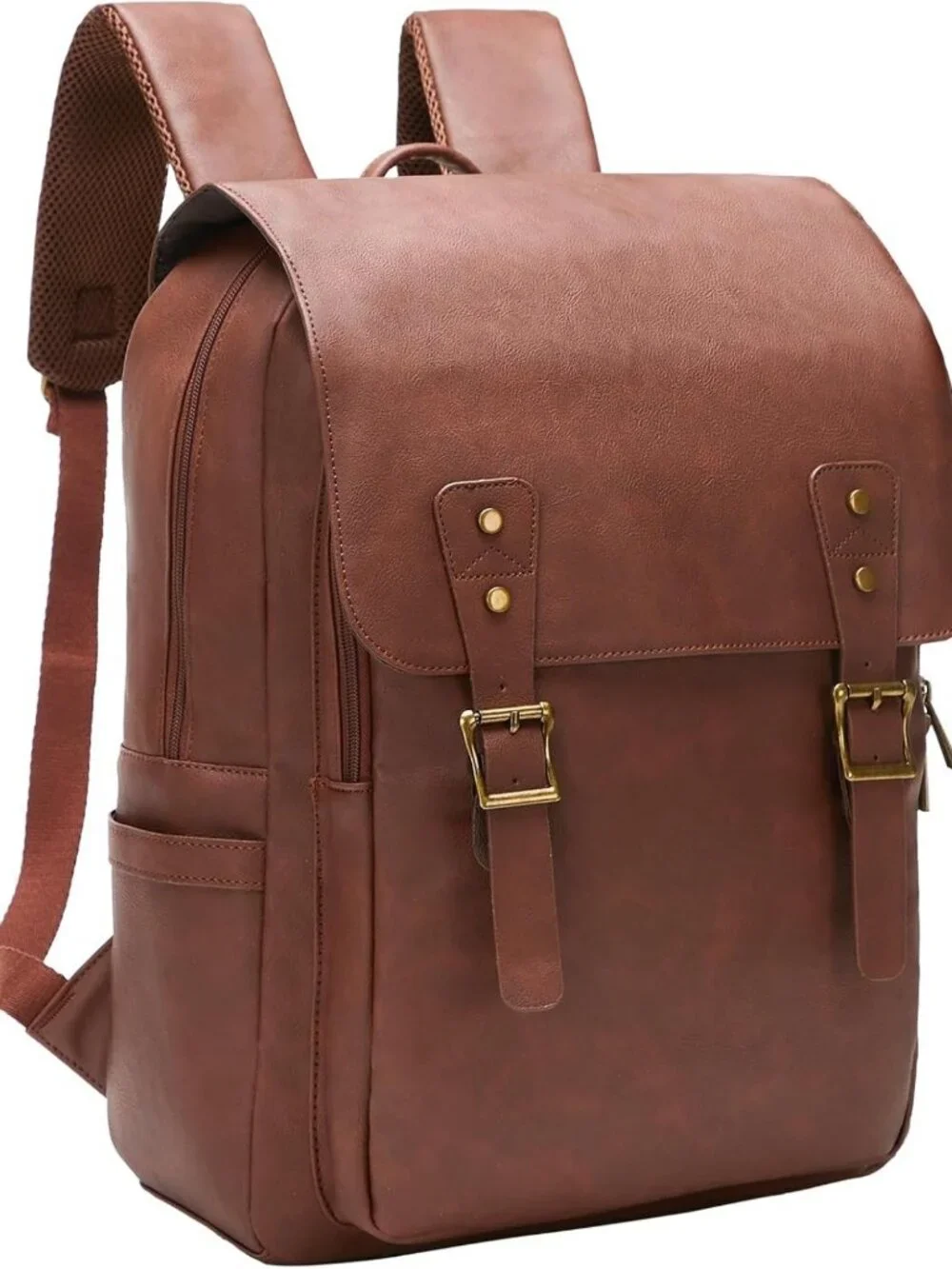 Vintage Waterproof Leather Backpack for Men & Women, 15.6